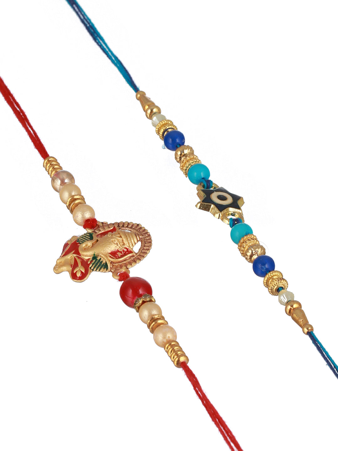 Set Of 2 Evil eye nd Ganesha Rakhi with Roli Chawal