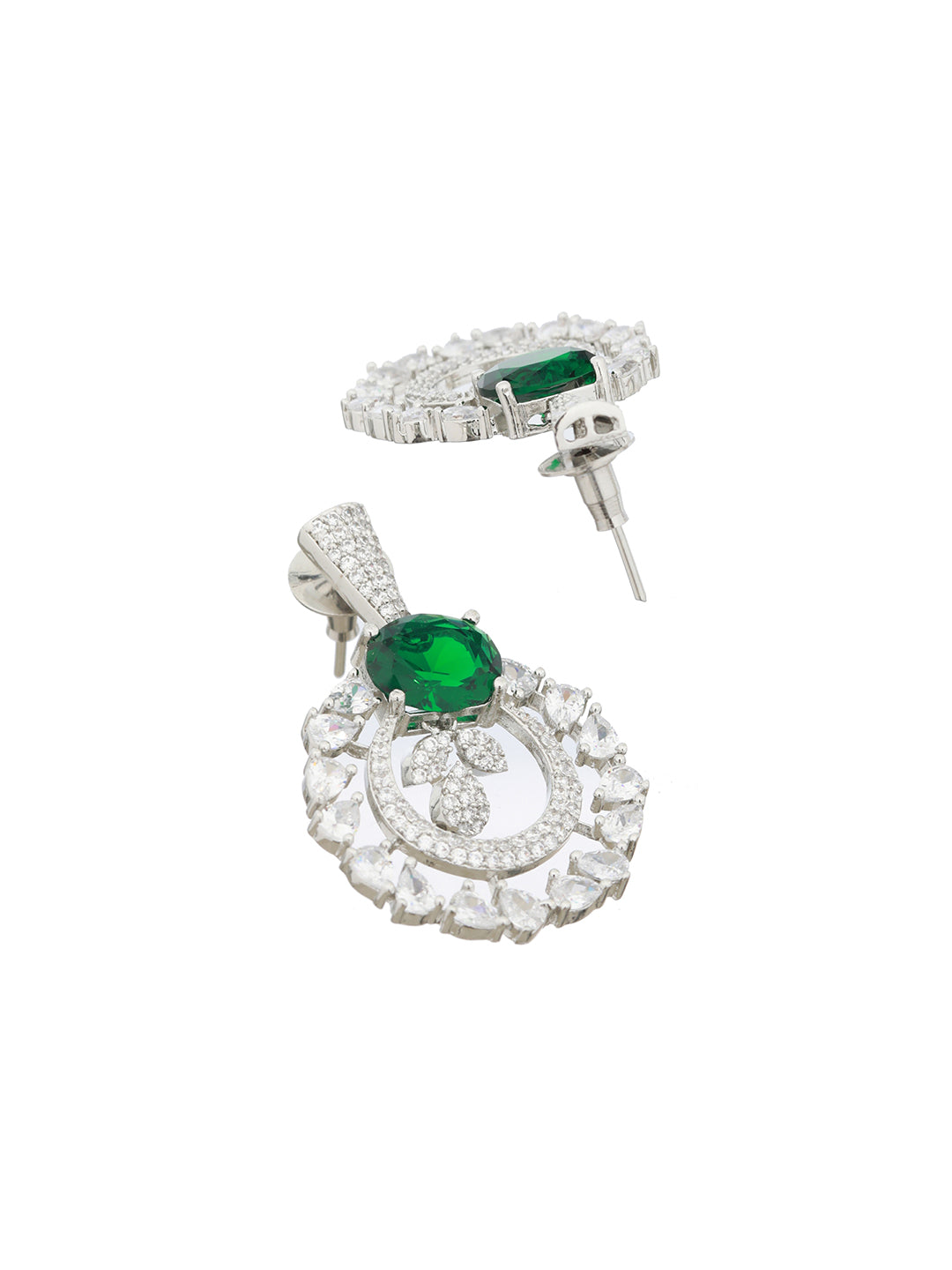 Silver Plated CZ Studded Statement Hoop Earrings