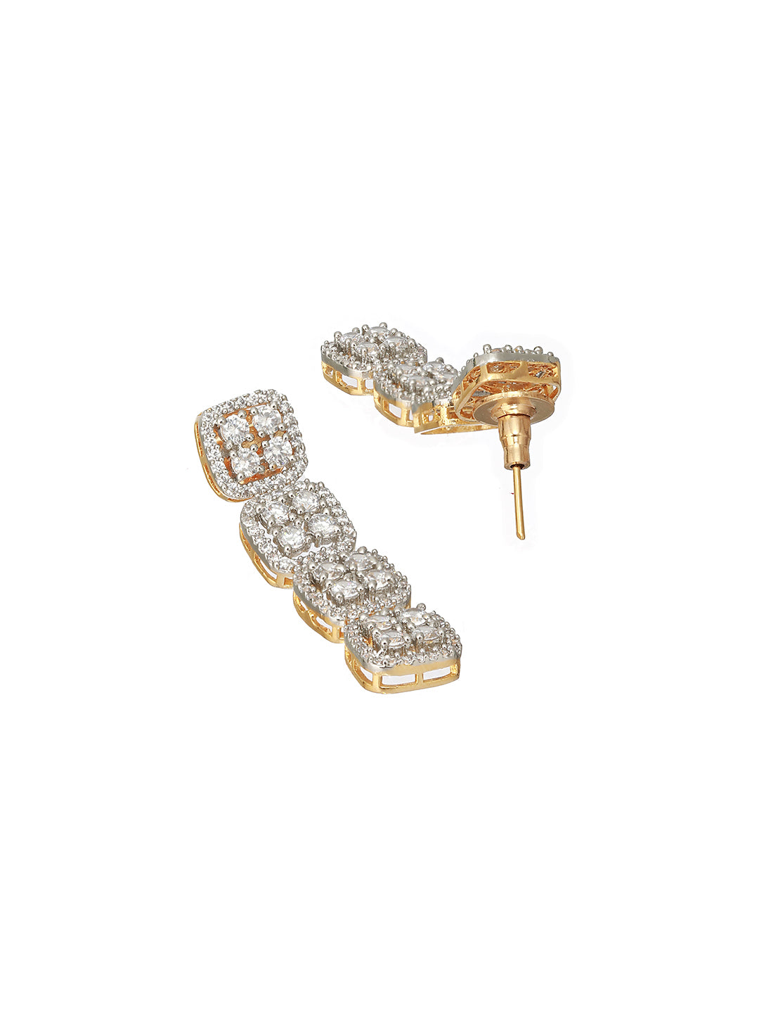 Gold Polished White CZ Studded  contemporary Jewellery set