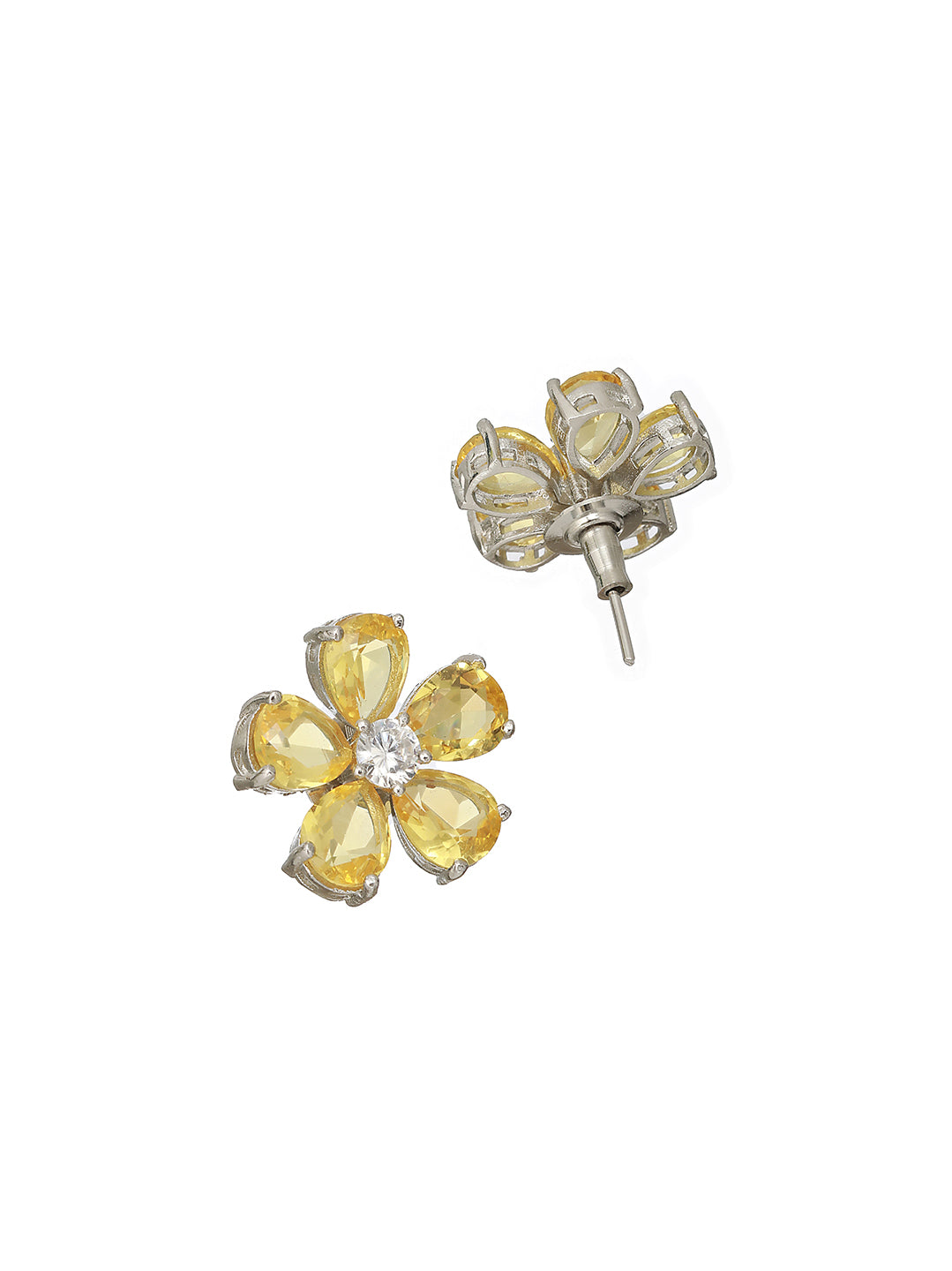 Yellow Zircon Floral Minimal Studds Earrings