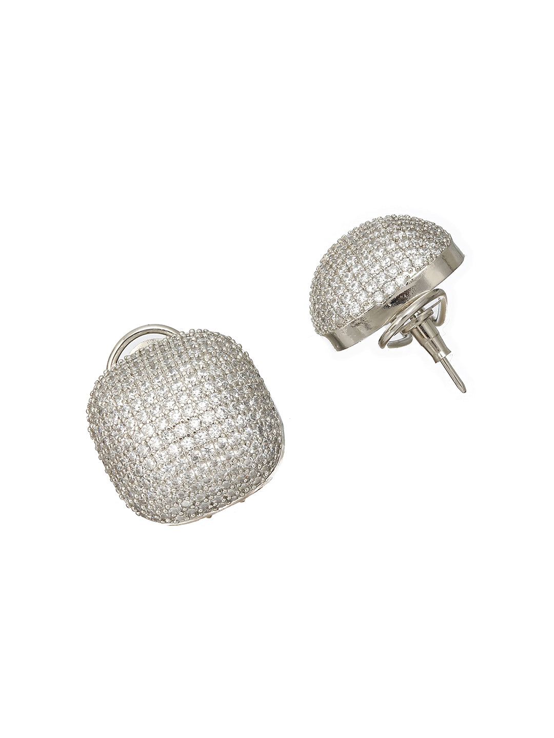White Rhodium Zircon  Square Studds Earring