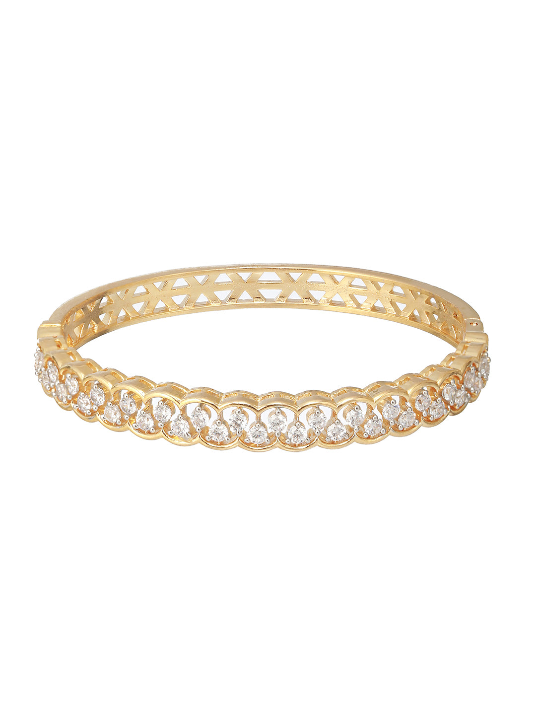 Gold Plated CZ Studded Minimal Bangle Bracelet
