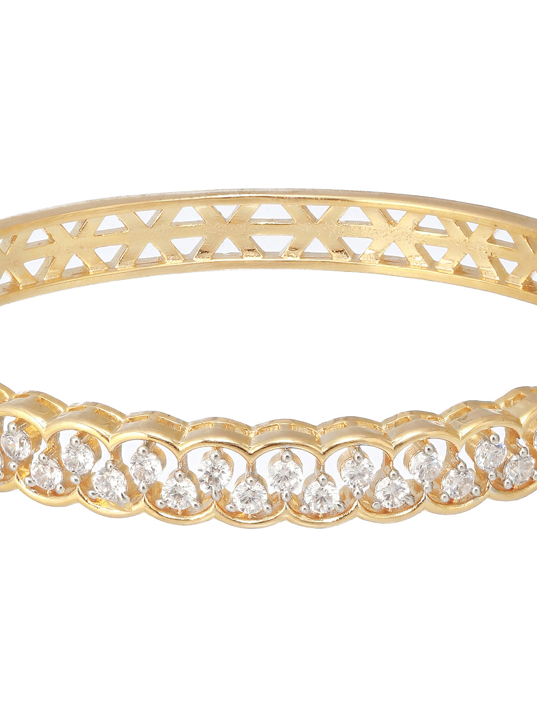 Gold Plated CZ Studded Minimal Bangle Bracelet