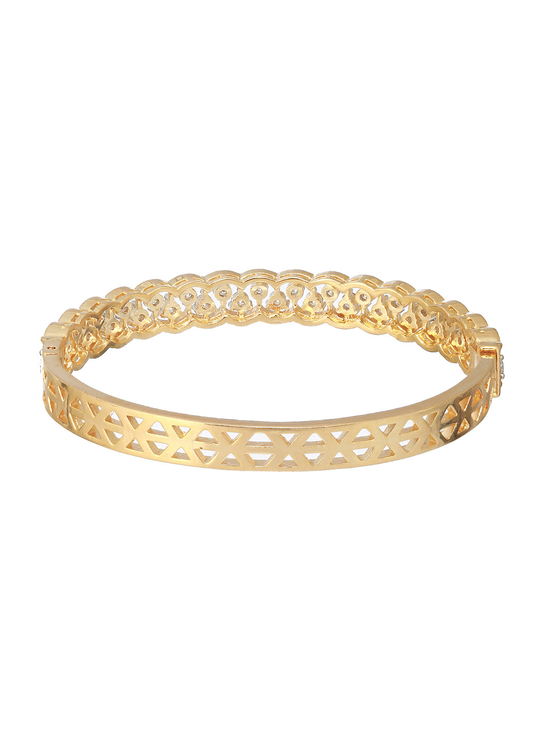 Gold Plated CZ Studded Minimal Bangle Bracelet