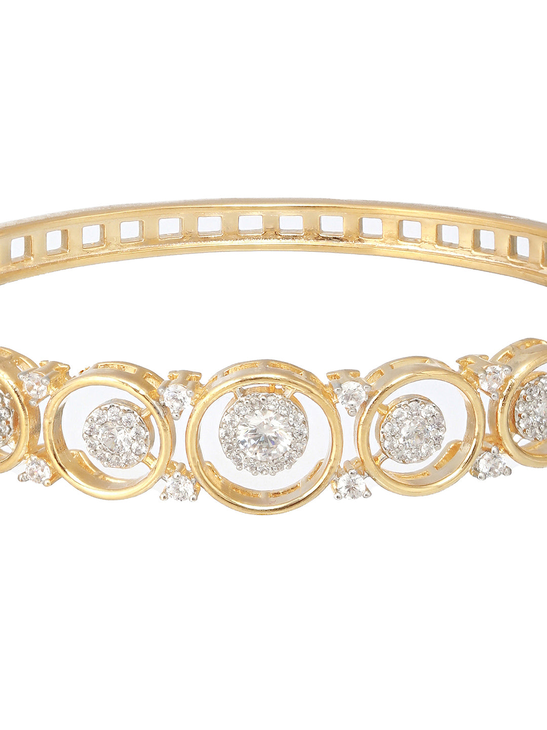 Gold Plated White Zircon Studded Minimal bangle Bracelet