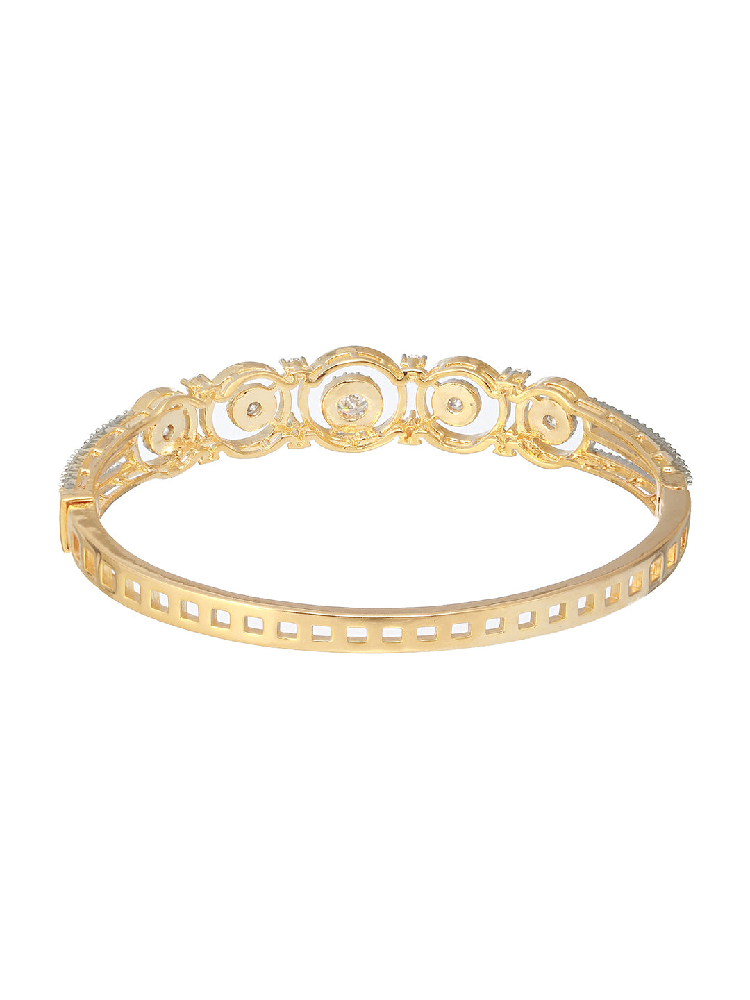 Gold Plated White Zircon Studded Minimal bangle Bracelet