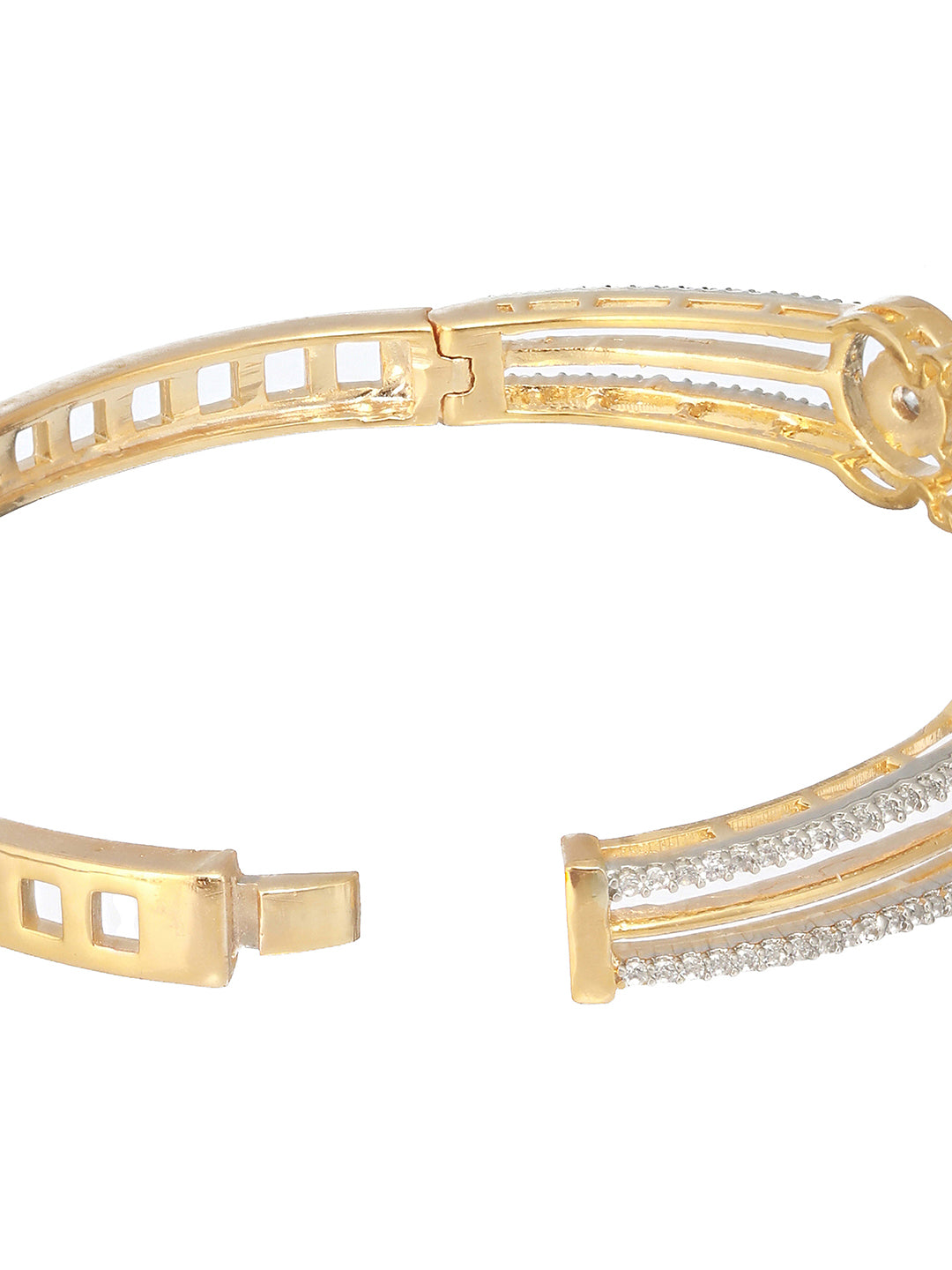 Gold Plated White Zircon Studded Minimal bangle Bracelet