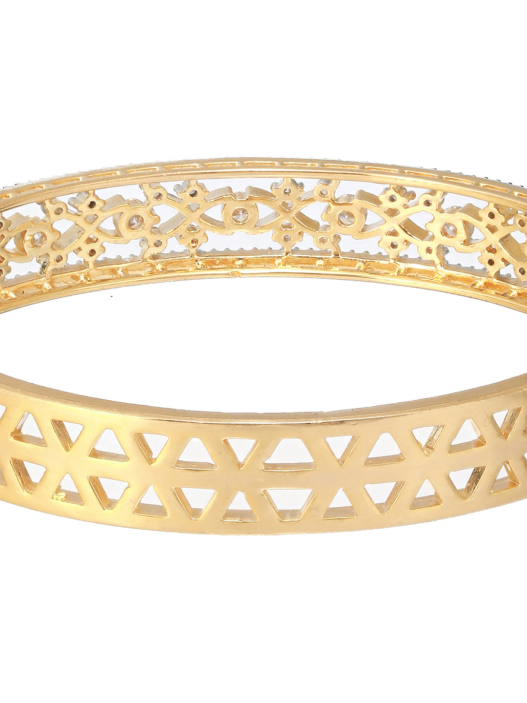 Gold Plated White Zircon Statement Bangle Bracelet