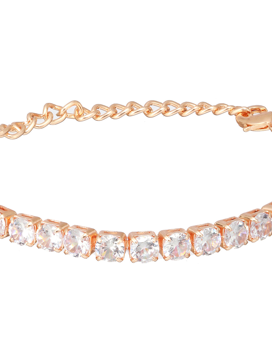 Gold Toned White AD Studded Minimal Tennis Bracelet