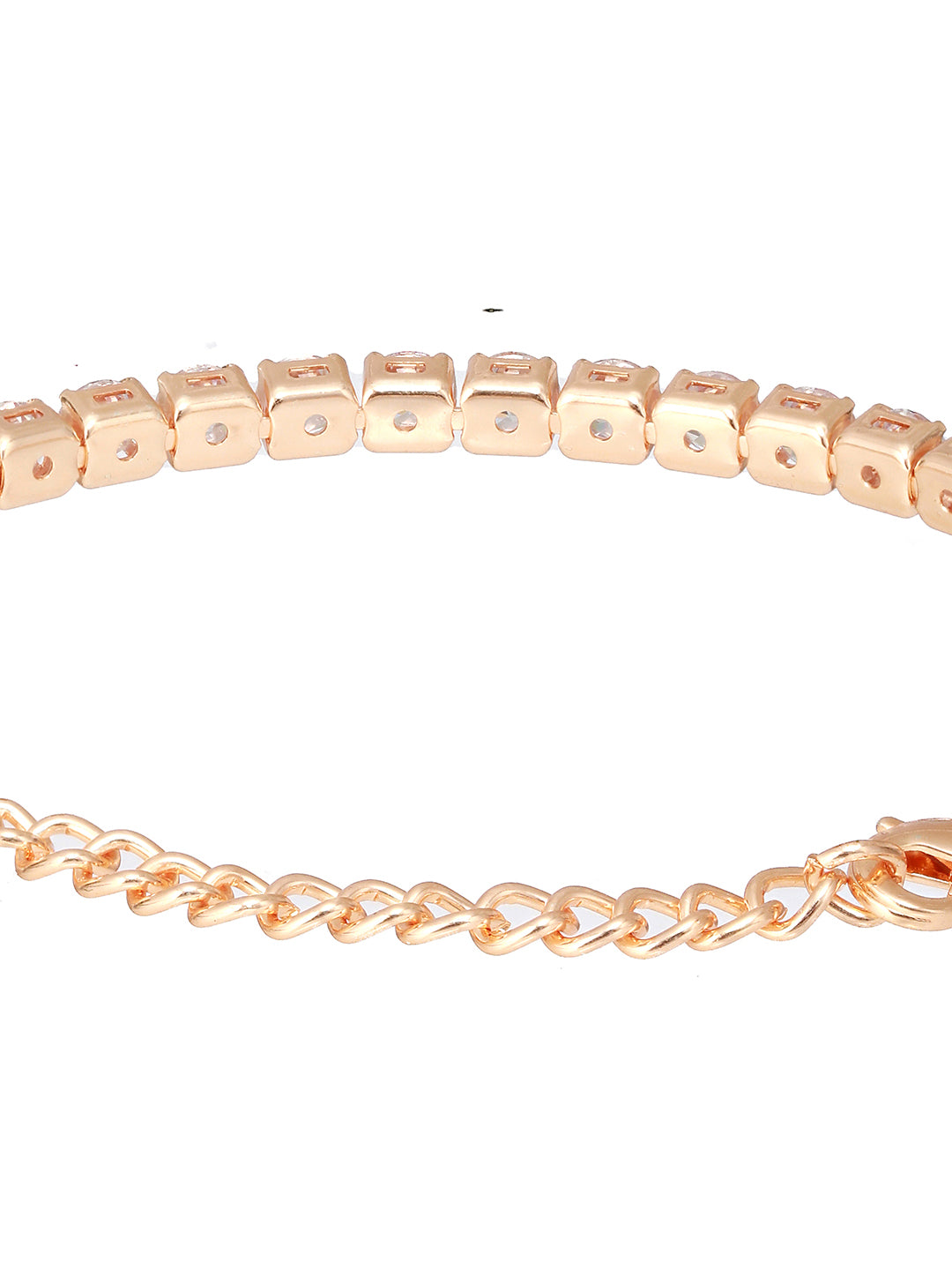 Gold Toned White AD Studded Minimal Tennis Bracelet