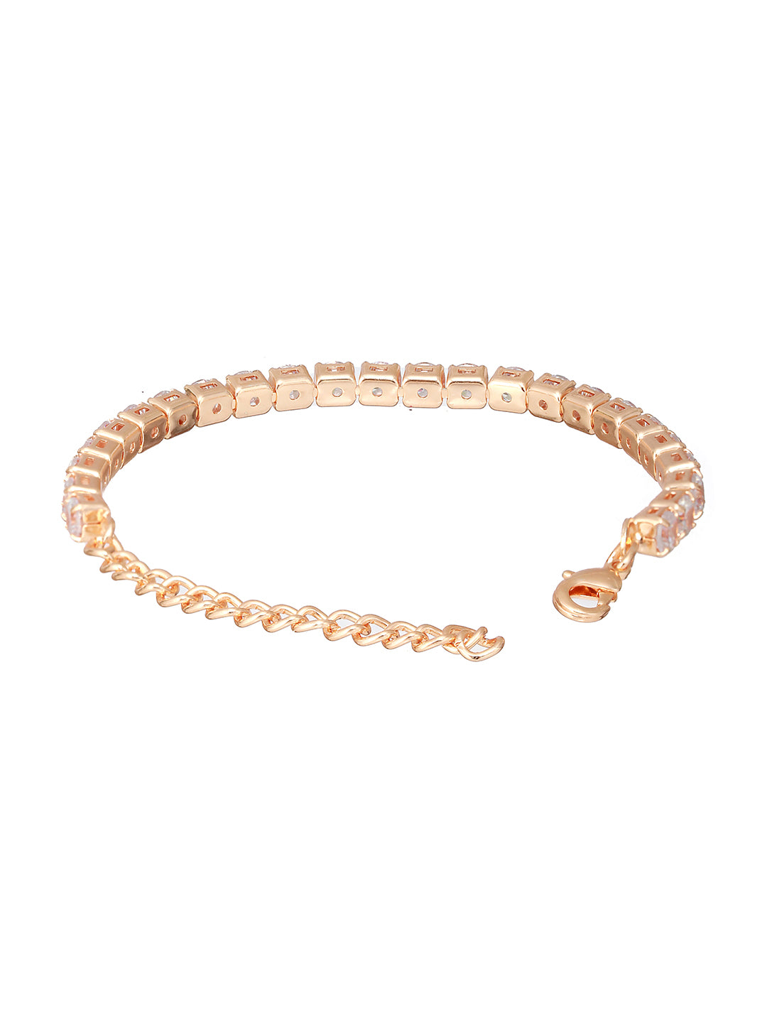 Gold Toned White AD Studded Minimal Tennis Bracelet