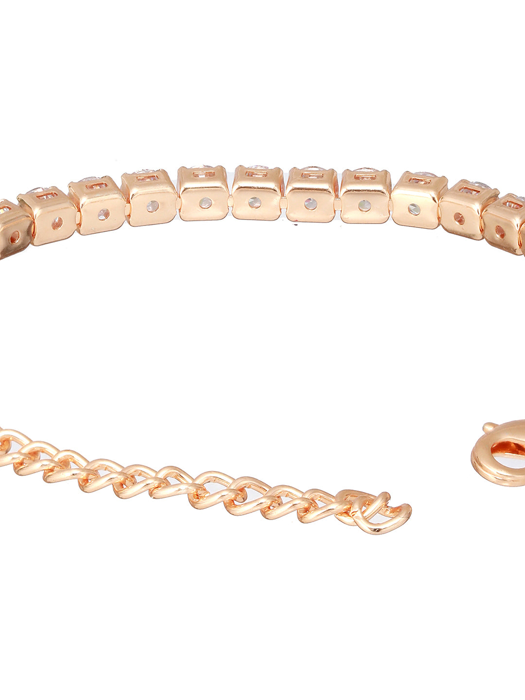 Gold Toned White AD Studded Minimal Tennis Bracelet