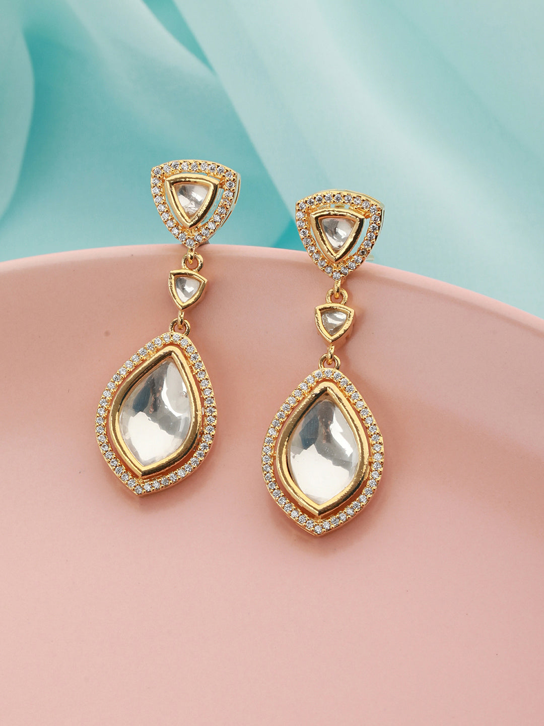 Gold Plated Original Kundan Studded Dangler  Earring