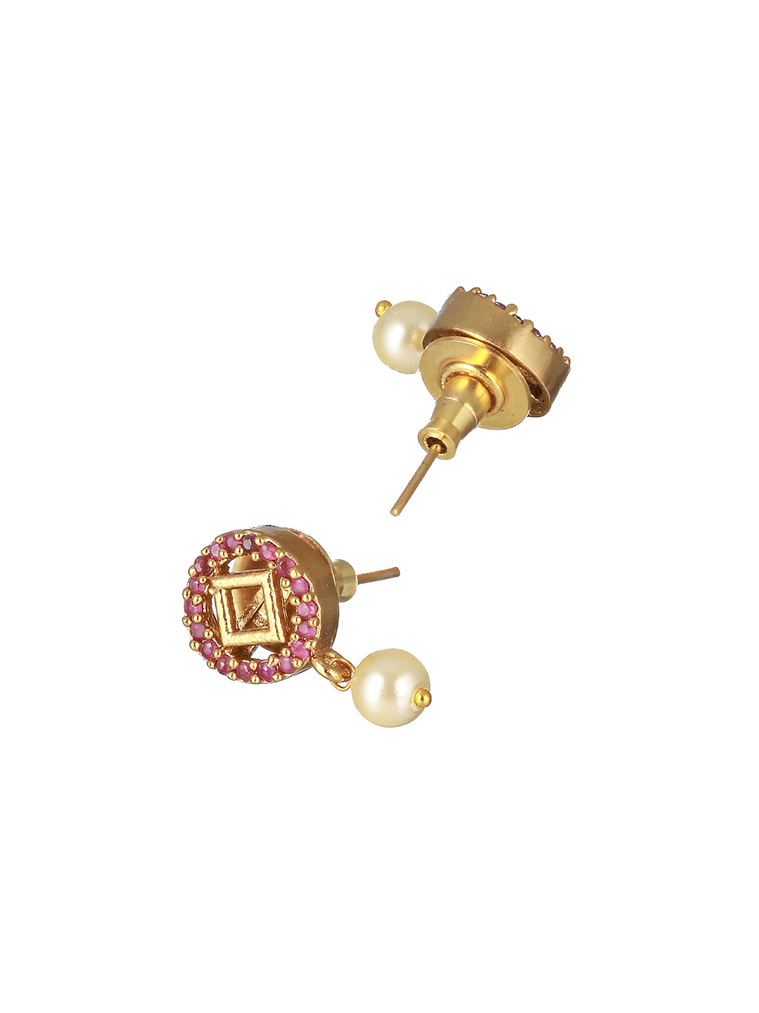 Gold toned Zircon Studded Geometric Minimal Jewellery Set