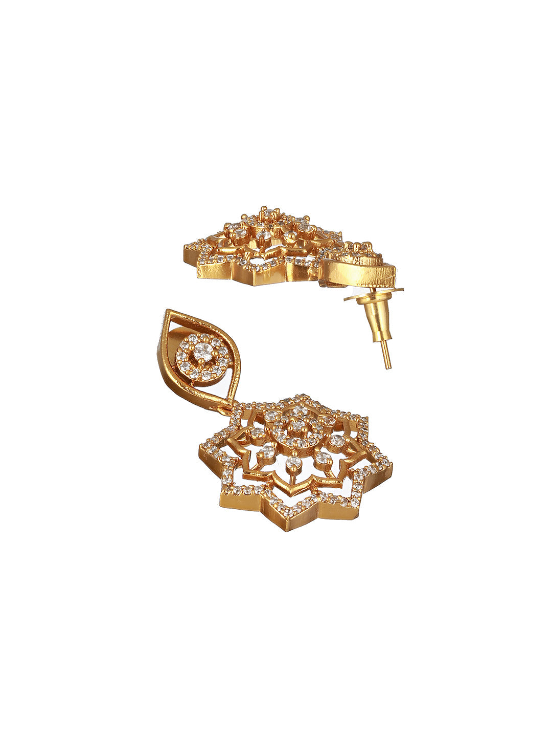 Gold Plated CZ Studded Floral Locket Jewellery Set