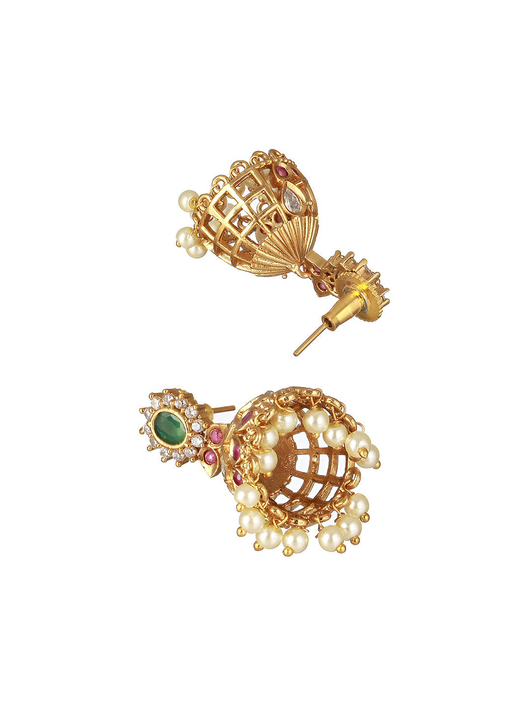 Gold Plated CZ Studded Floral Peacock  Choker  Jewellery Set