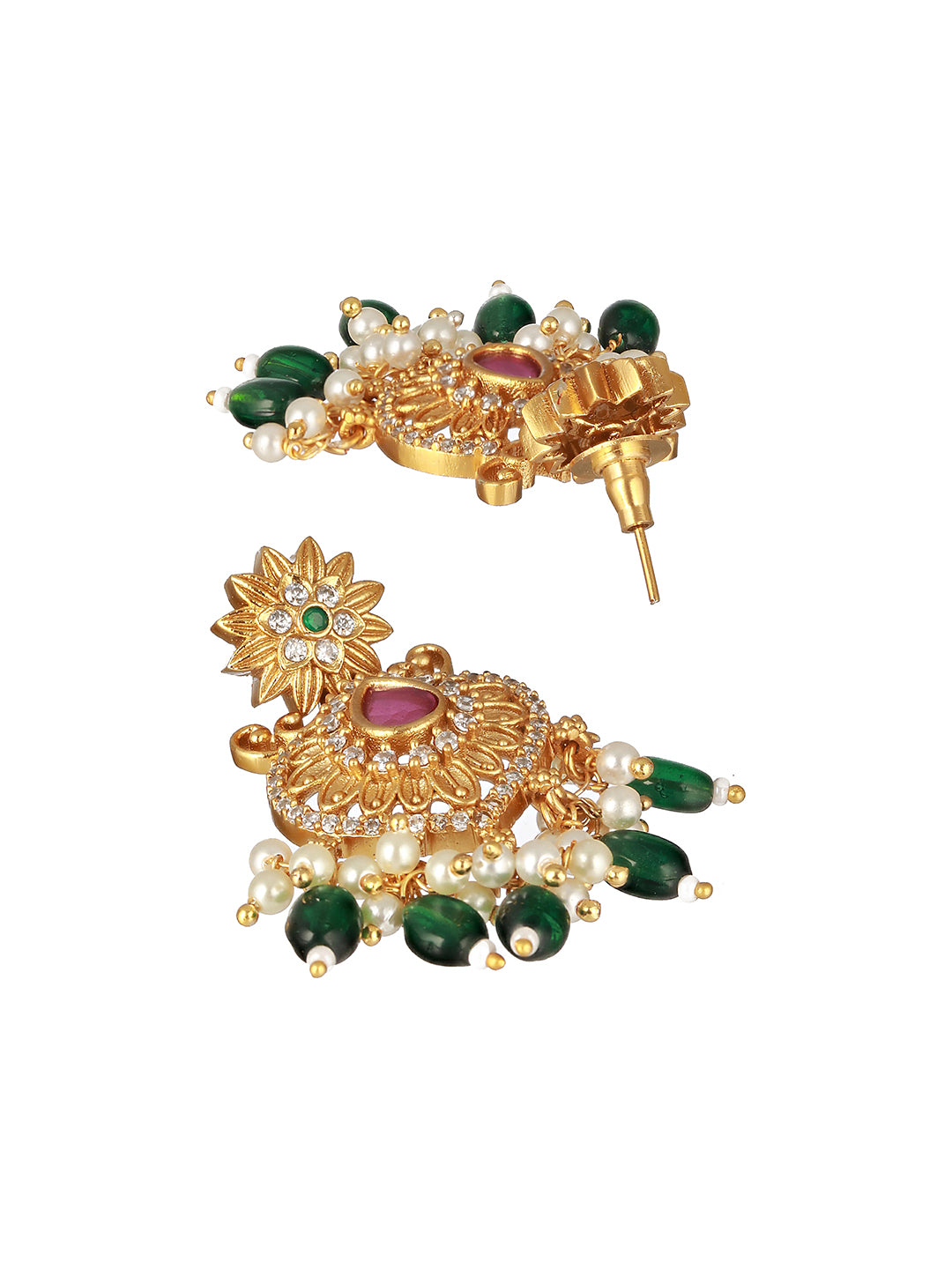 Gold Plated Pearl Mala   Haram  Floral Necklace Jewellery Set