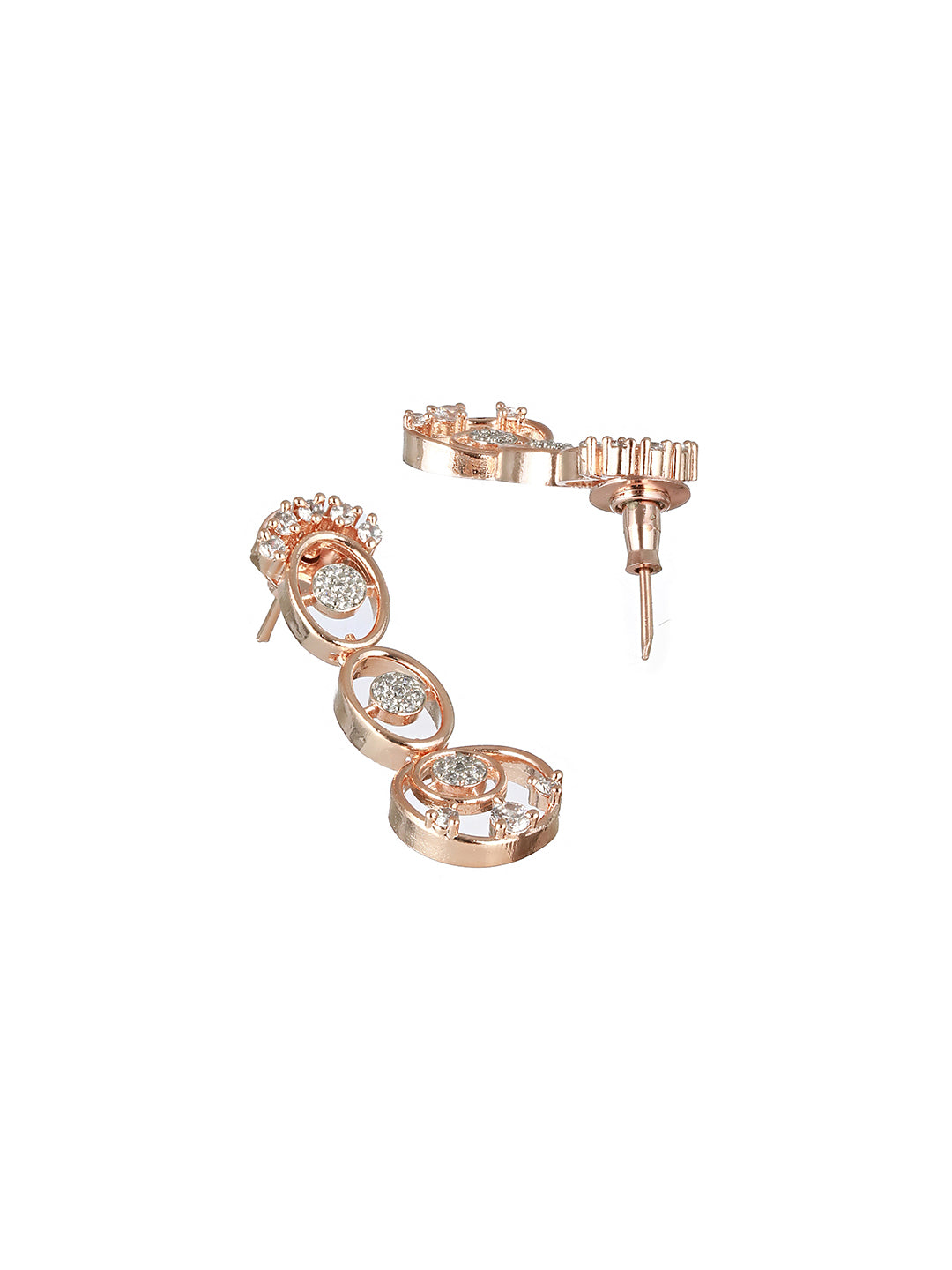 Rose Gold Toned AD Studded Minimal Geometric Jewellery Set