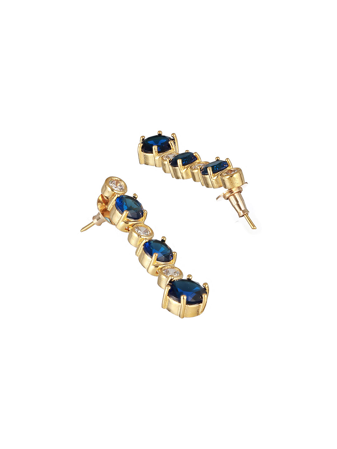 Gold Plated Blue Zircon Minimal Necklace Jewellery  Set