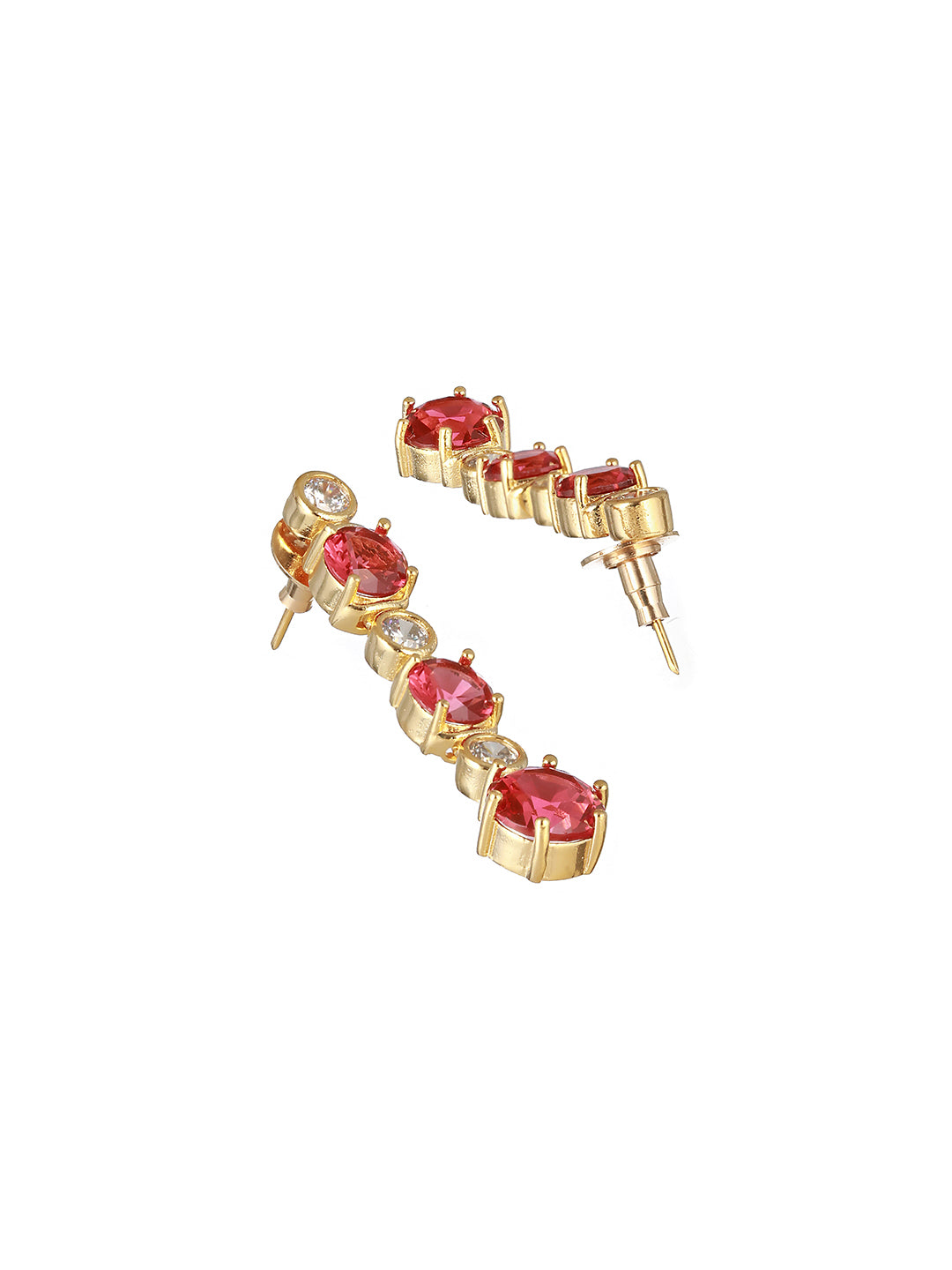 Gold Toned Red Ruby Minimal Necklace  jewellery Set