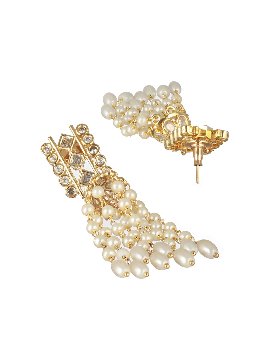 Gold Toned Pearl Beaded Minimal Choker Jewellery  Set