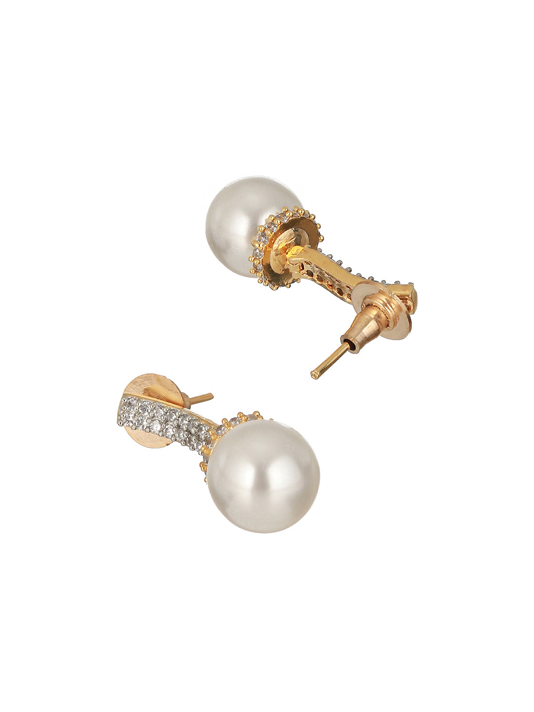 Gold Toned Pearl Minimal Officewear  Drop Earrings