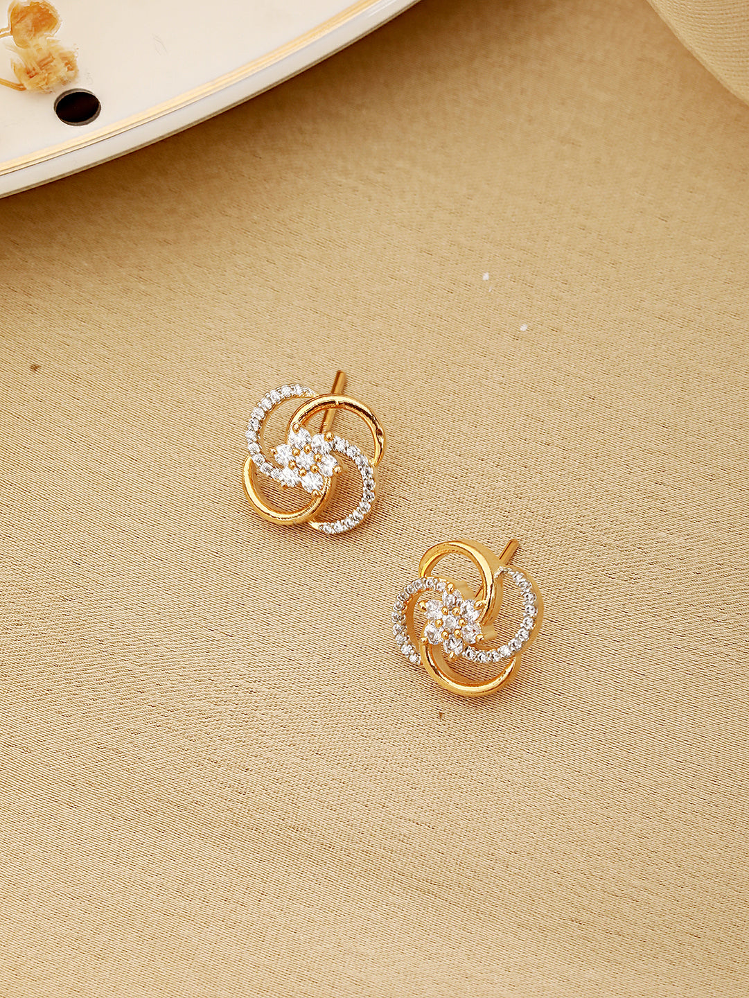 Gold Plated CZ Minimal Office Wear Studds Earring