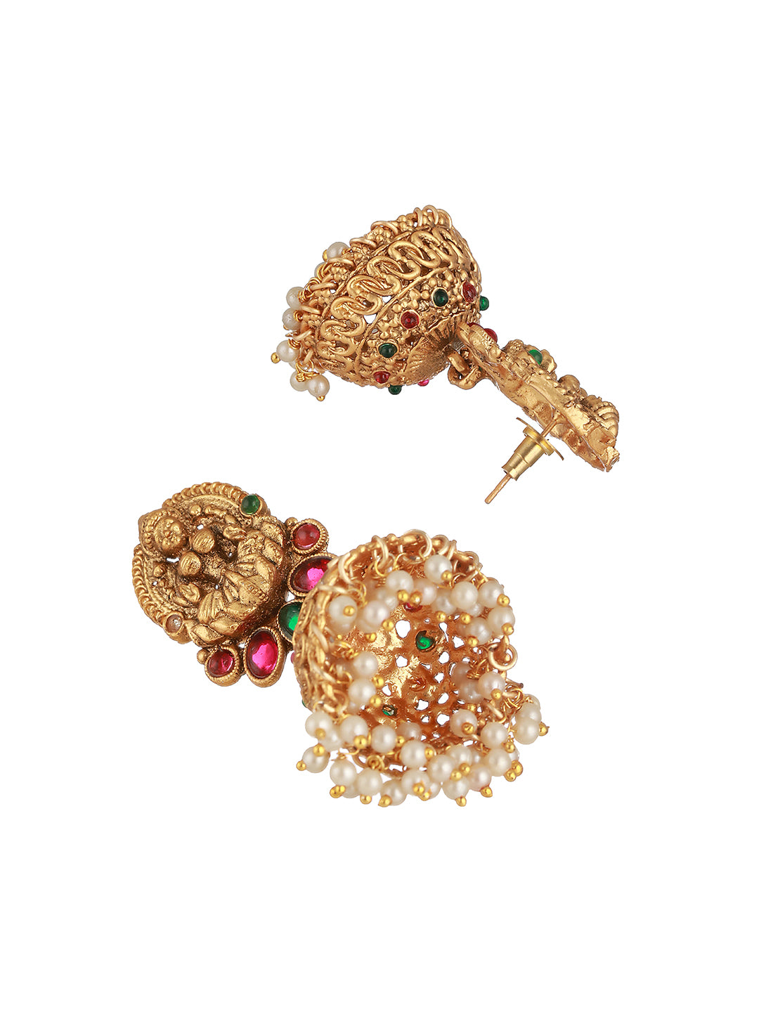 22K Gold-Plated Stone-Studded & Beaded Temple Lakshmiji Coin Bridal  Jewellery Set