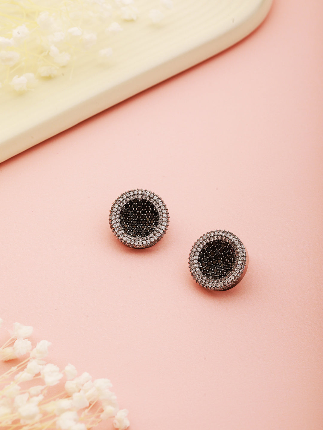 Black  CZ Studded Minimal Designer Studds Earrings