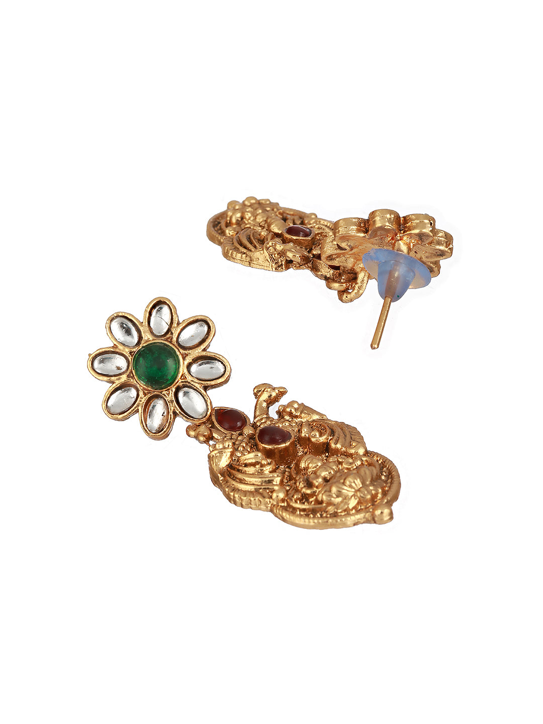 Gold Plated CZ Peacock Coin Temple Jewellery  Set