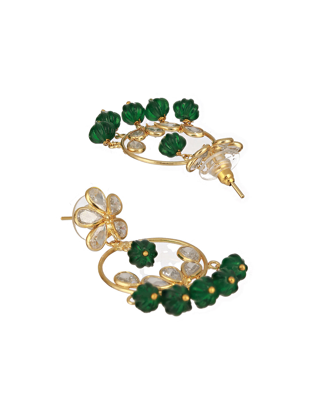 Gold Plated Green AD Chandbali Delicate Earring