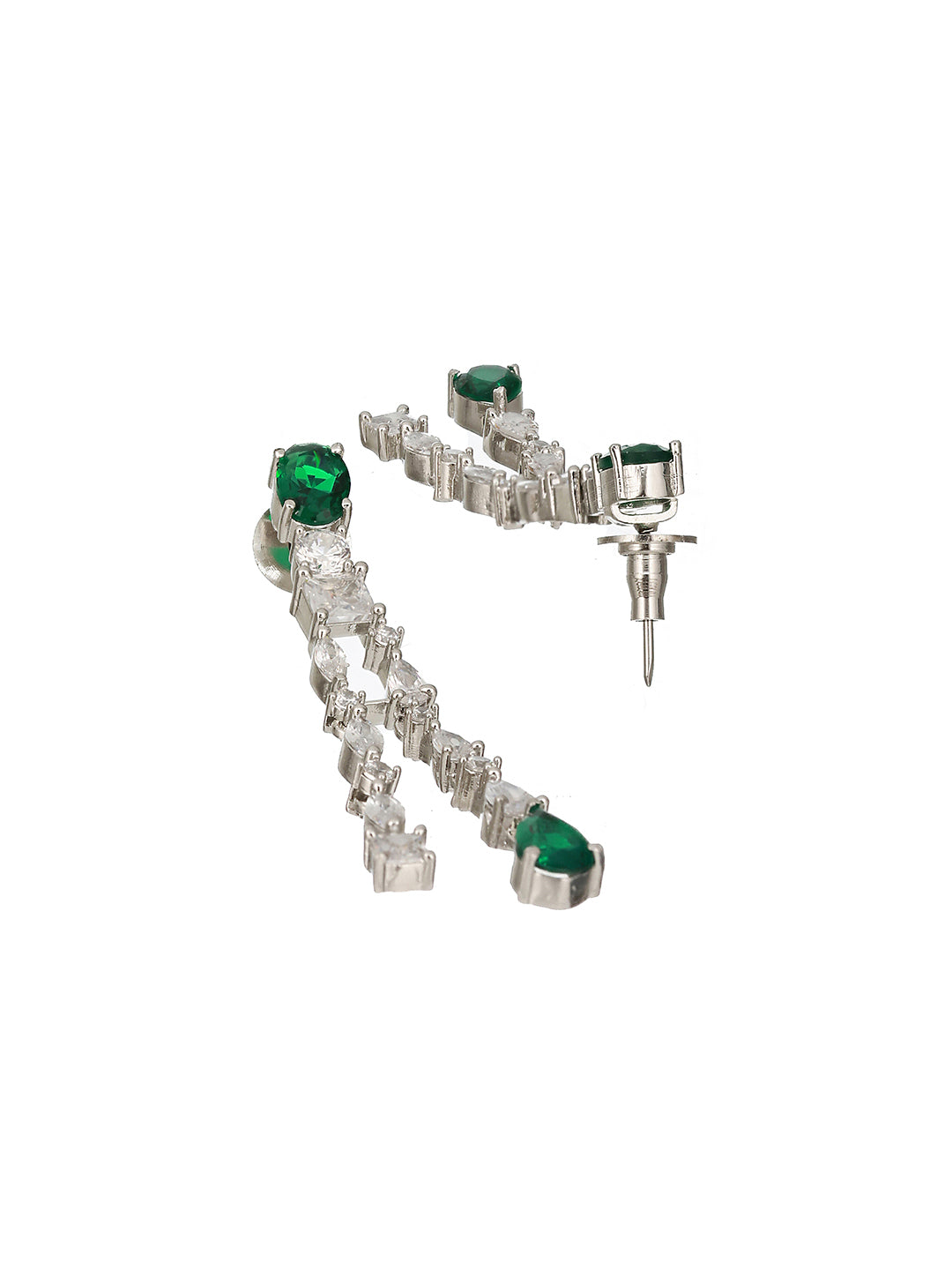 Silver Plated Green AD Multilayered Luxe Bridal Jewellery  Set