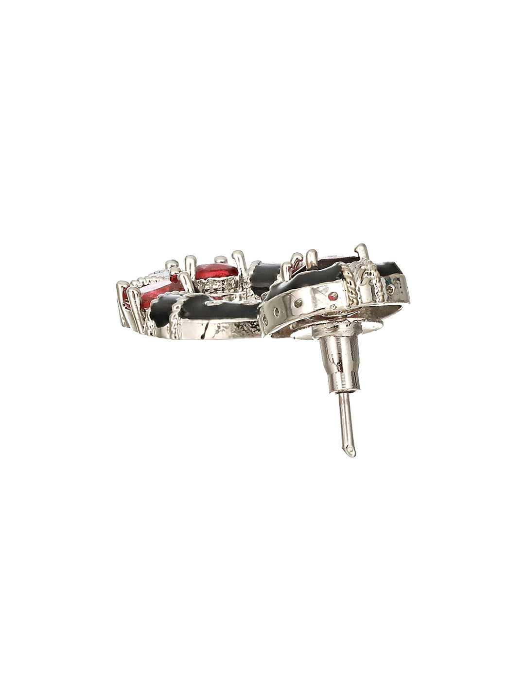 Black & Red AD Studded Designer Minimal Hoop Earring