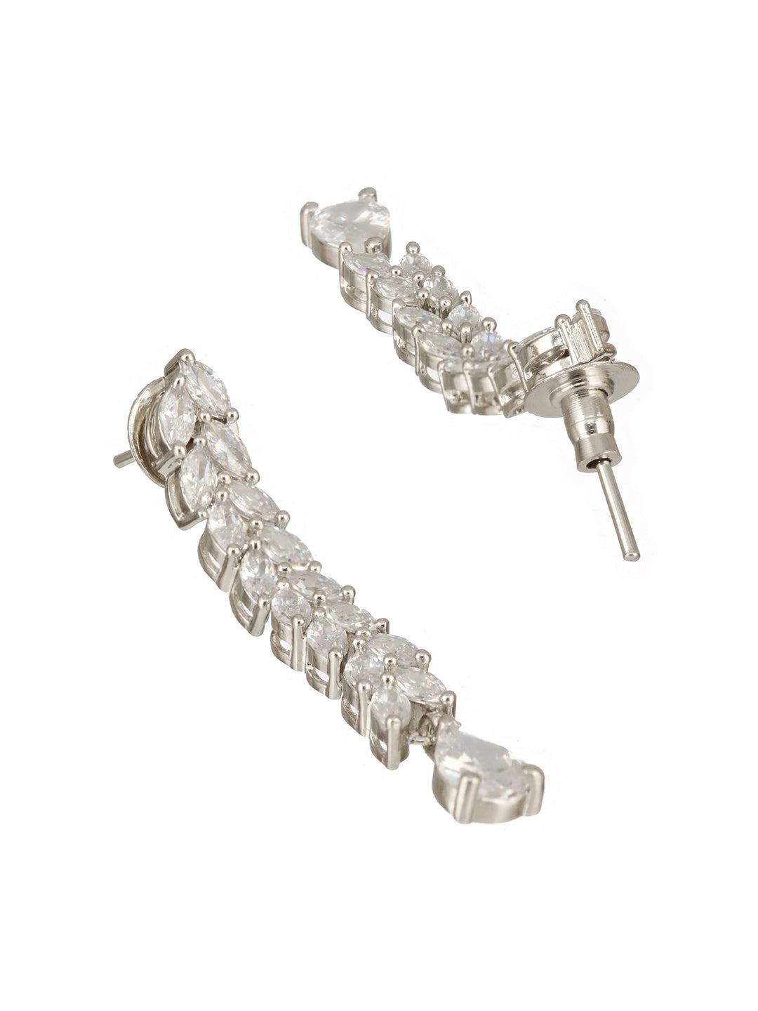 Silver Toned CZ Studded Long Tassel Delicate Bridal Jewellery Set