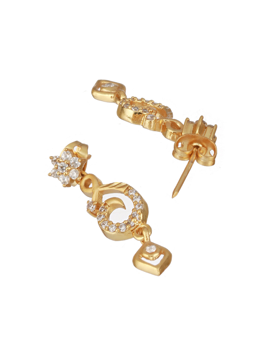 Gold Plated Zircon Studded Geometric Minimal Delicate Jewellery Set