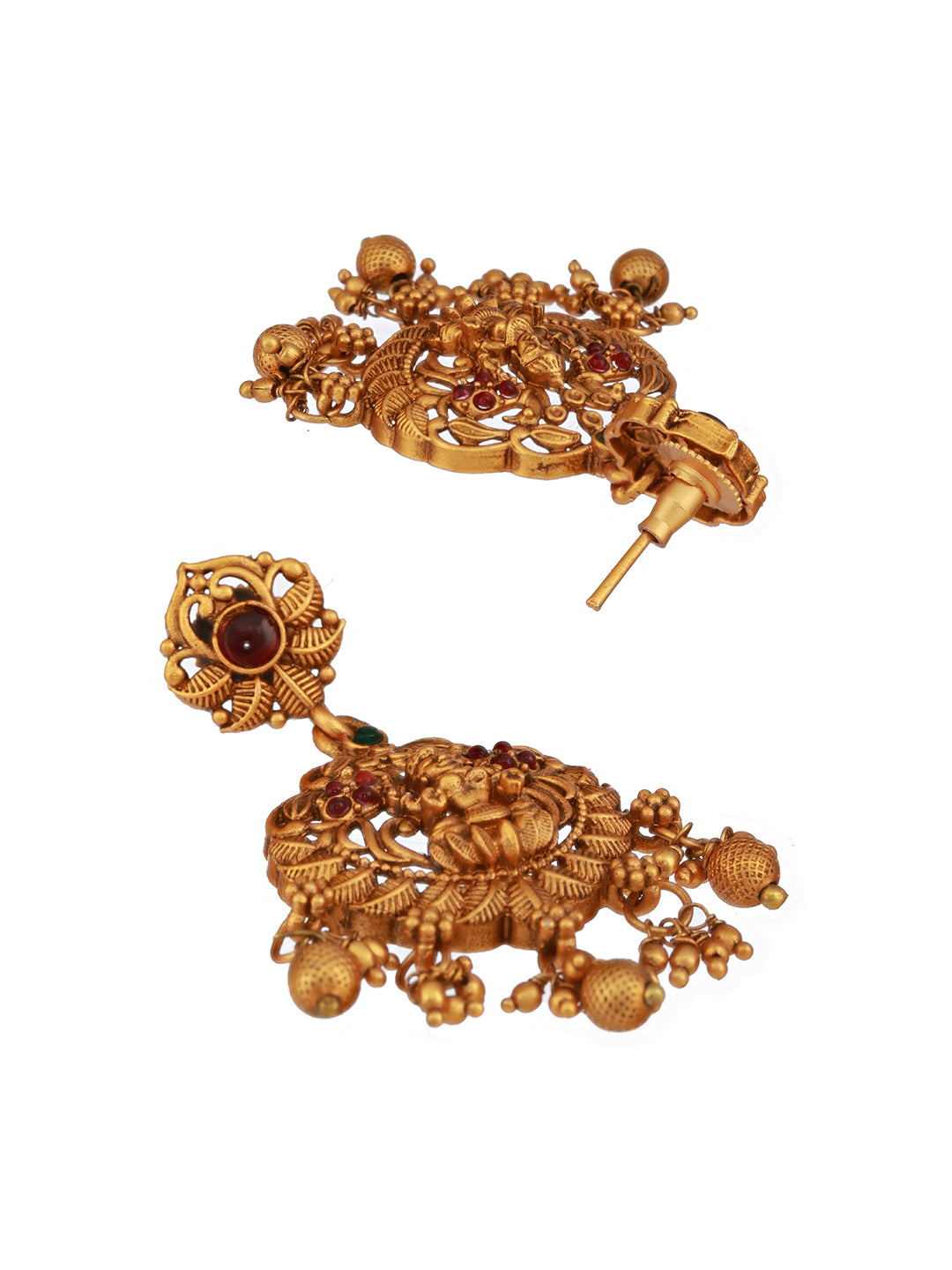 Antique Gold Toned Temple Lakshmiji Pendant Haram Jewellery  Set