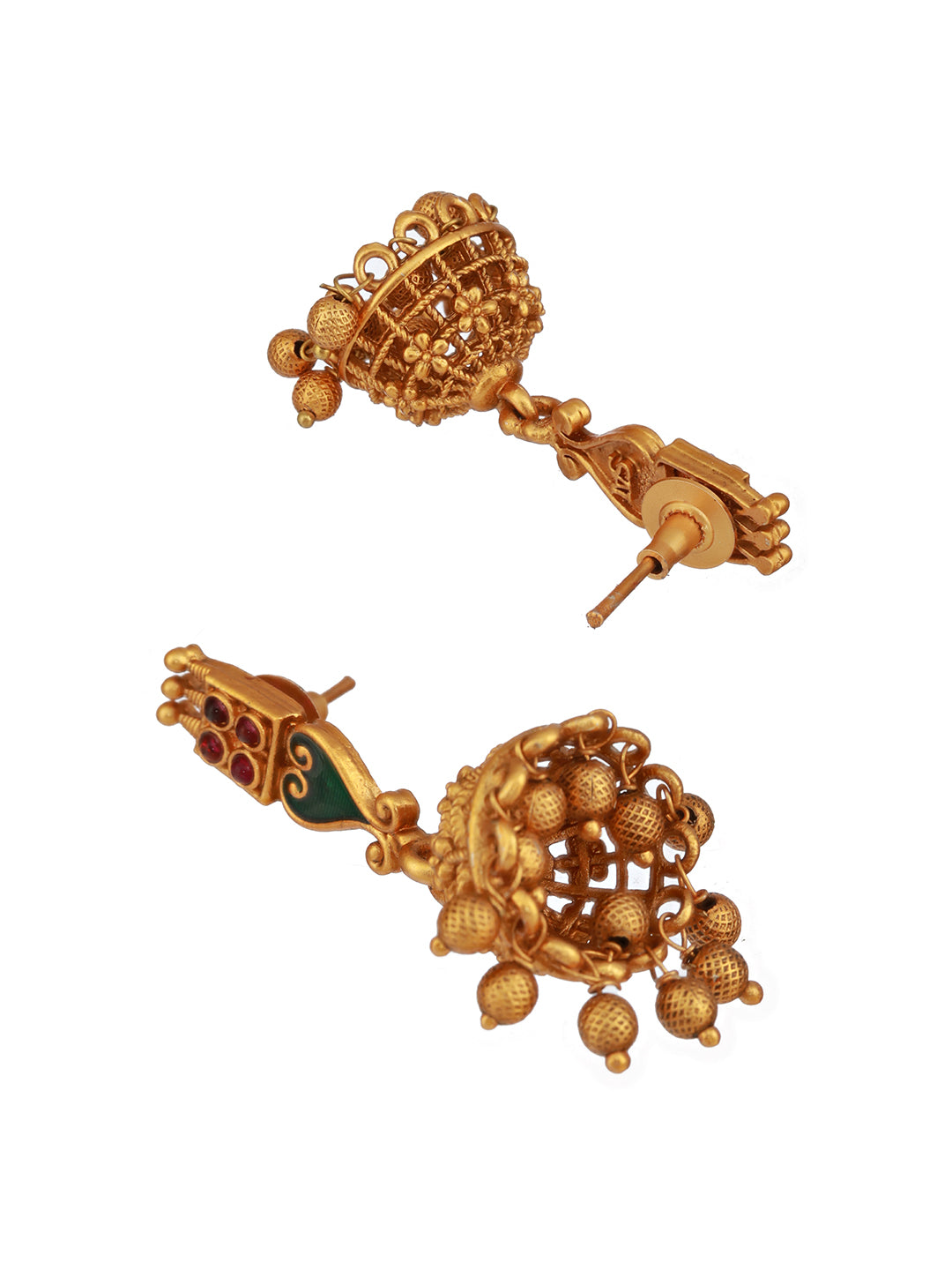 Gold Toned Green Enamelled Kerala tradition  Nagapadam  Floral Choker Jewellery Set