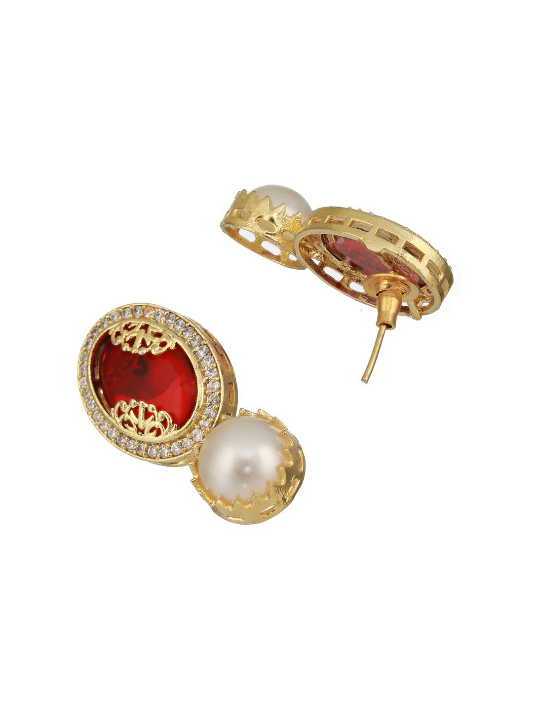 Gold Plated Nav Ratan Kundan & Pearl Beaded Statement  Choker Jewellery Set