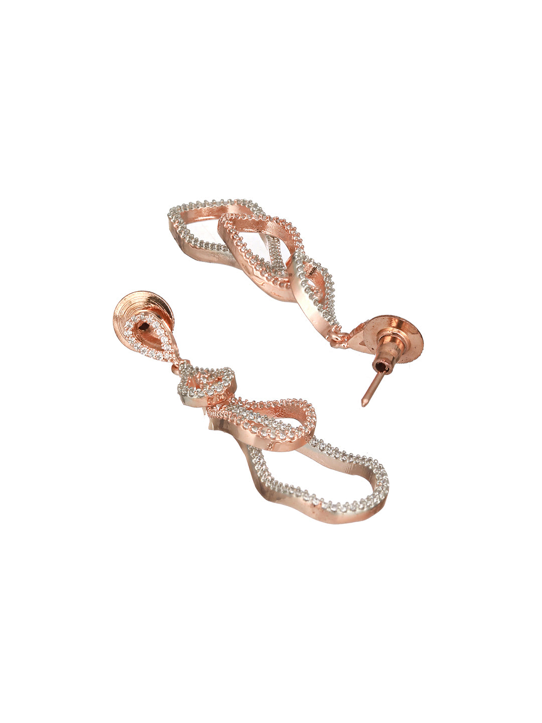 Rose Gold Plated AD Studded Contemporary Hoop  Earrings