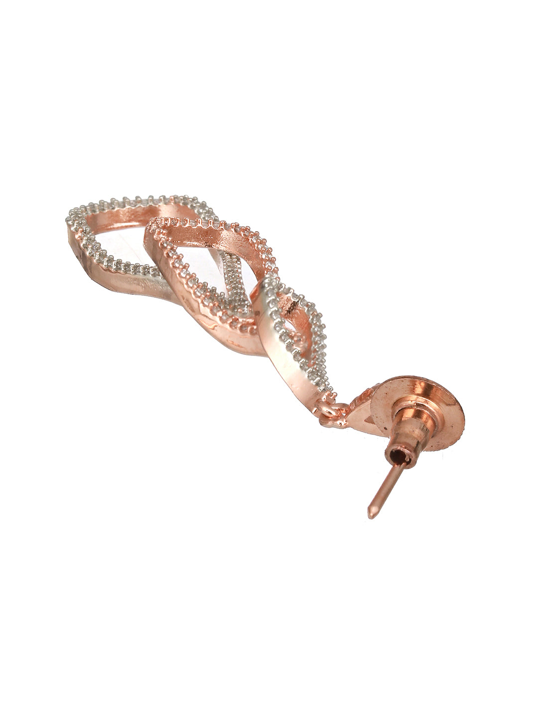 Rose Gold Plated AD Studded Contemporary Hoop  Earrings