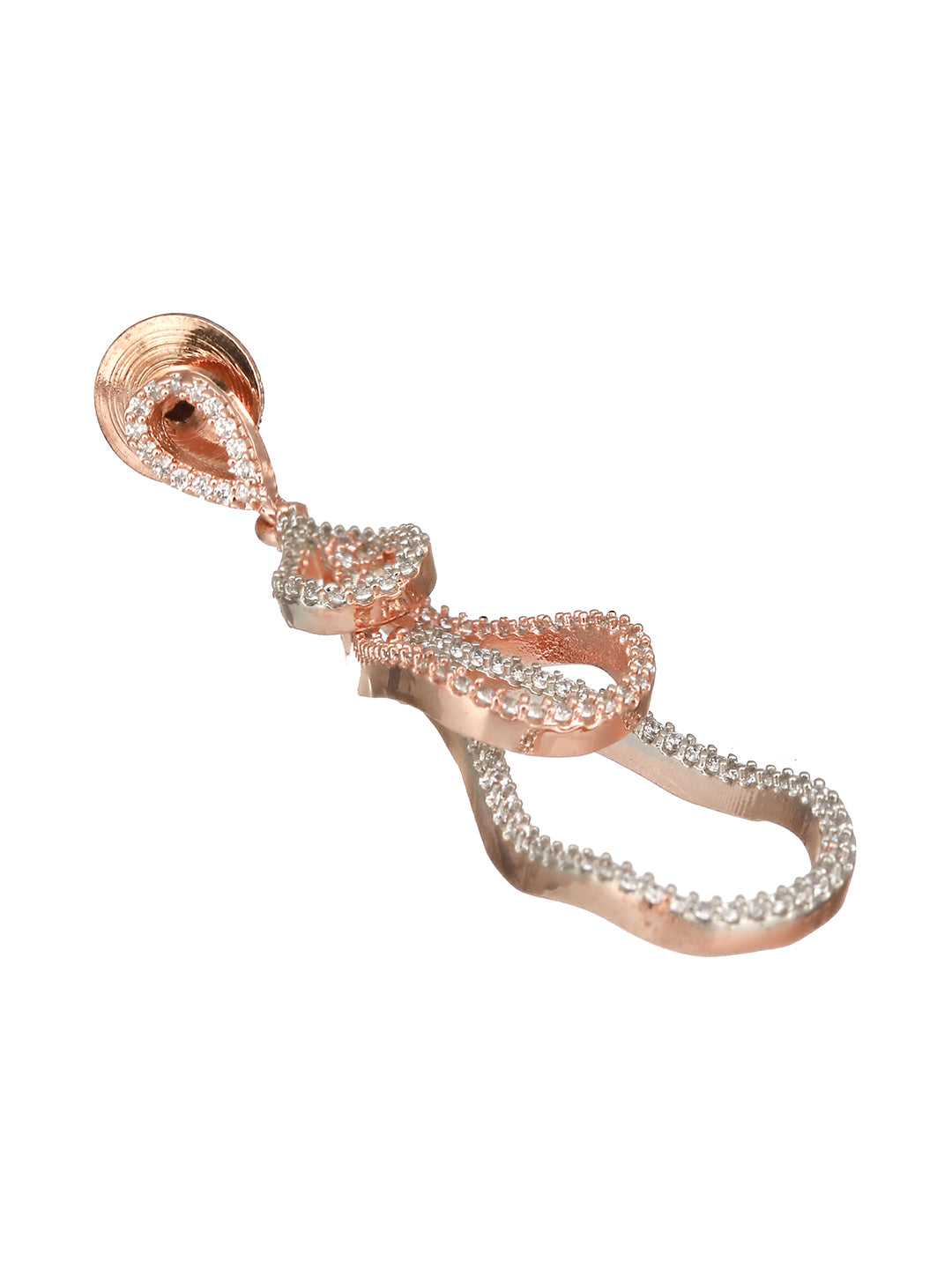 Rose Gold Plated AD Studded Contemporary Hoop  Earrings