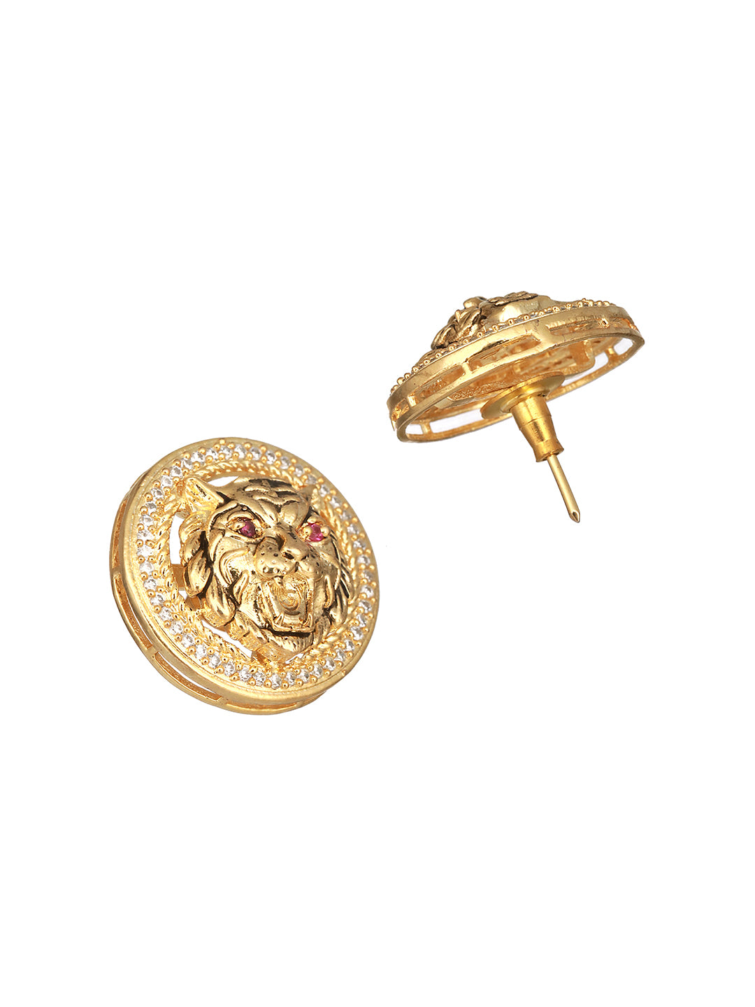 Gold Plated Amethyst  AD Studded Lion Motif Designer Chain  & Necklace Jewellery  Set