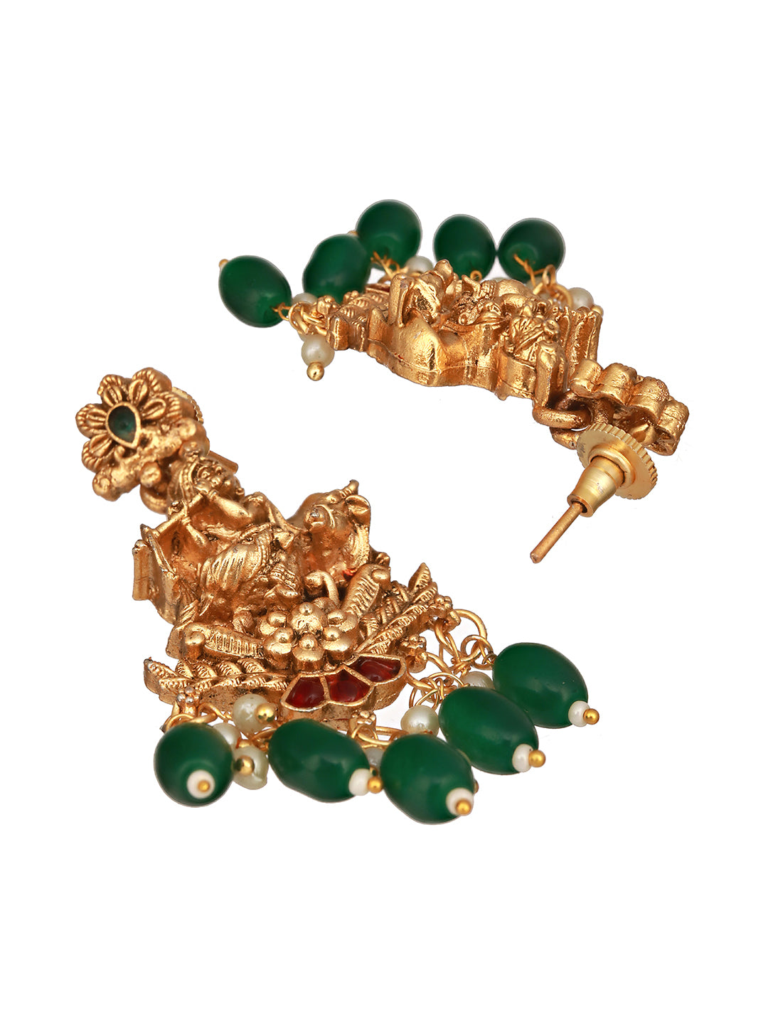 Gold Plated  Jadau Divine Radha  Krishna  Temple  Necklace Jewellery  Set