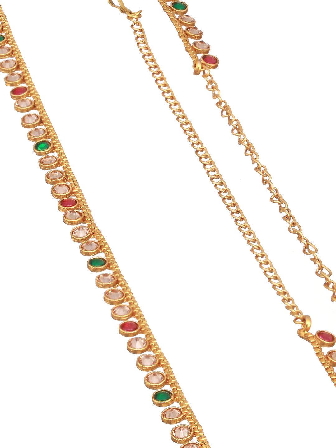 Gold Polish Nav Ratan Zircon Studded Trendy Hip Chain Kamarbandh