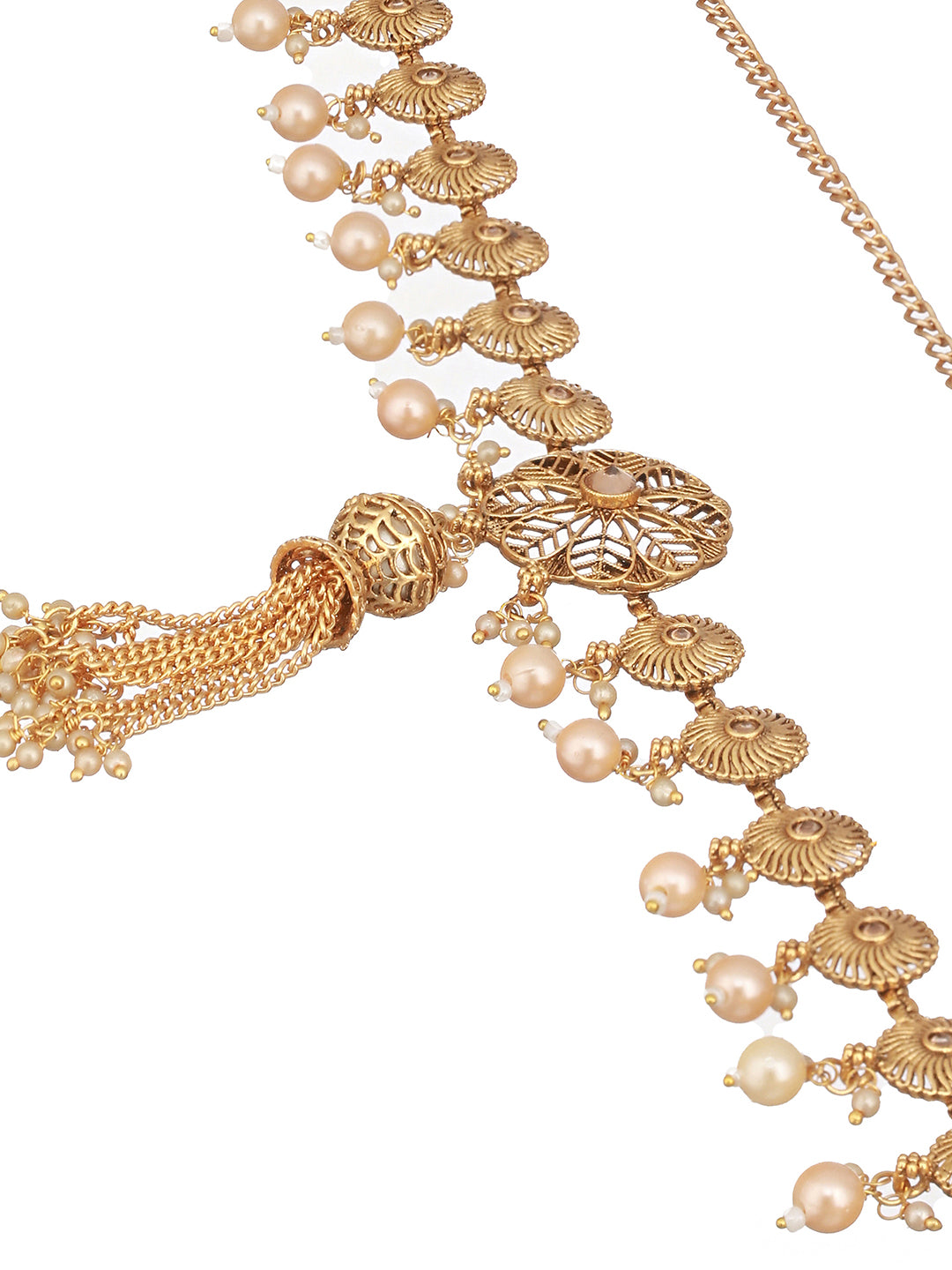 Gold Plated Pearl Beaded Folral Trendy Hip Chain  Kamarbandh
