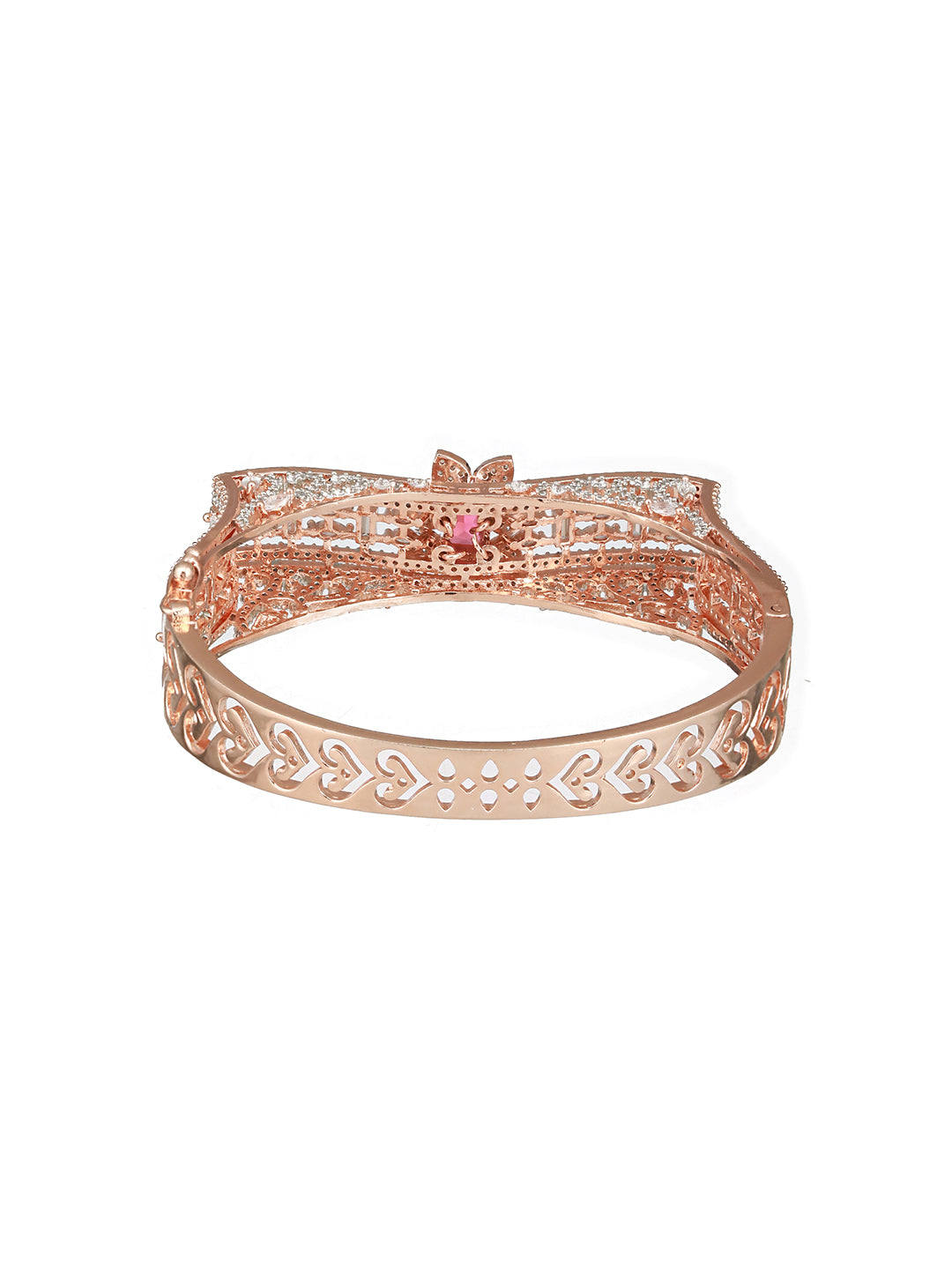 Rose Gold Toned Red AD Studded Designer Kada Bracelet
