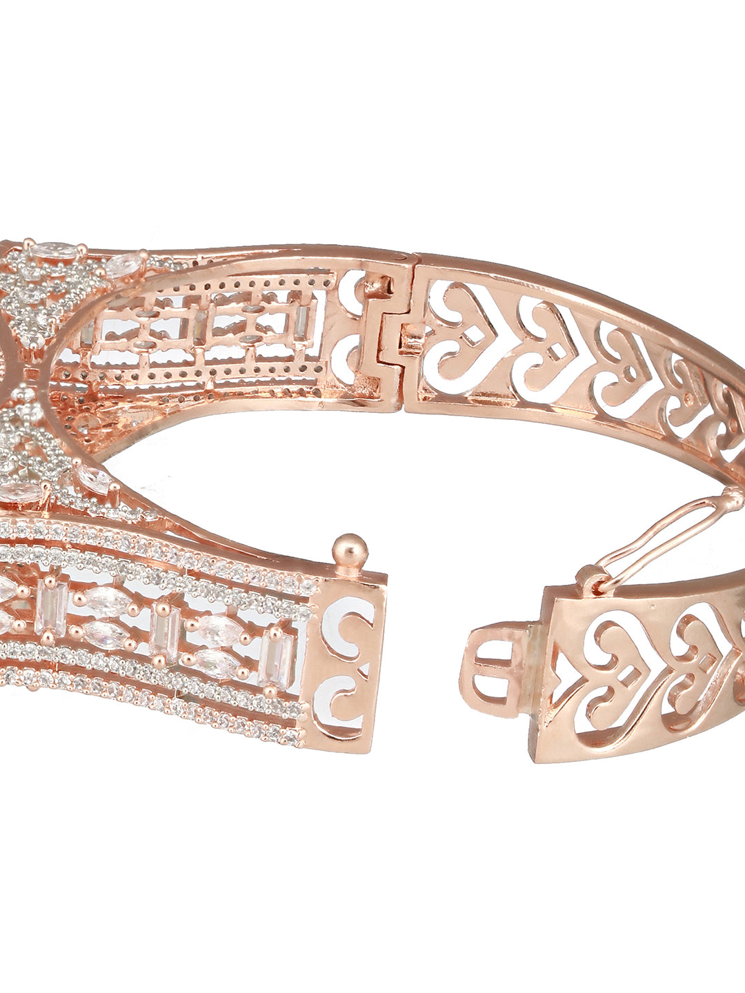 Rose Gold Toned Red AD Studded Designer Kada Bracelet