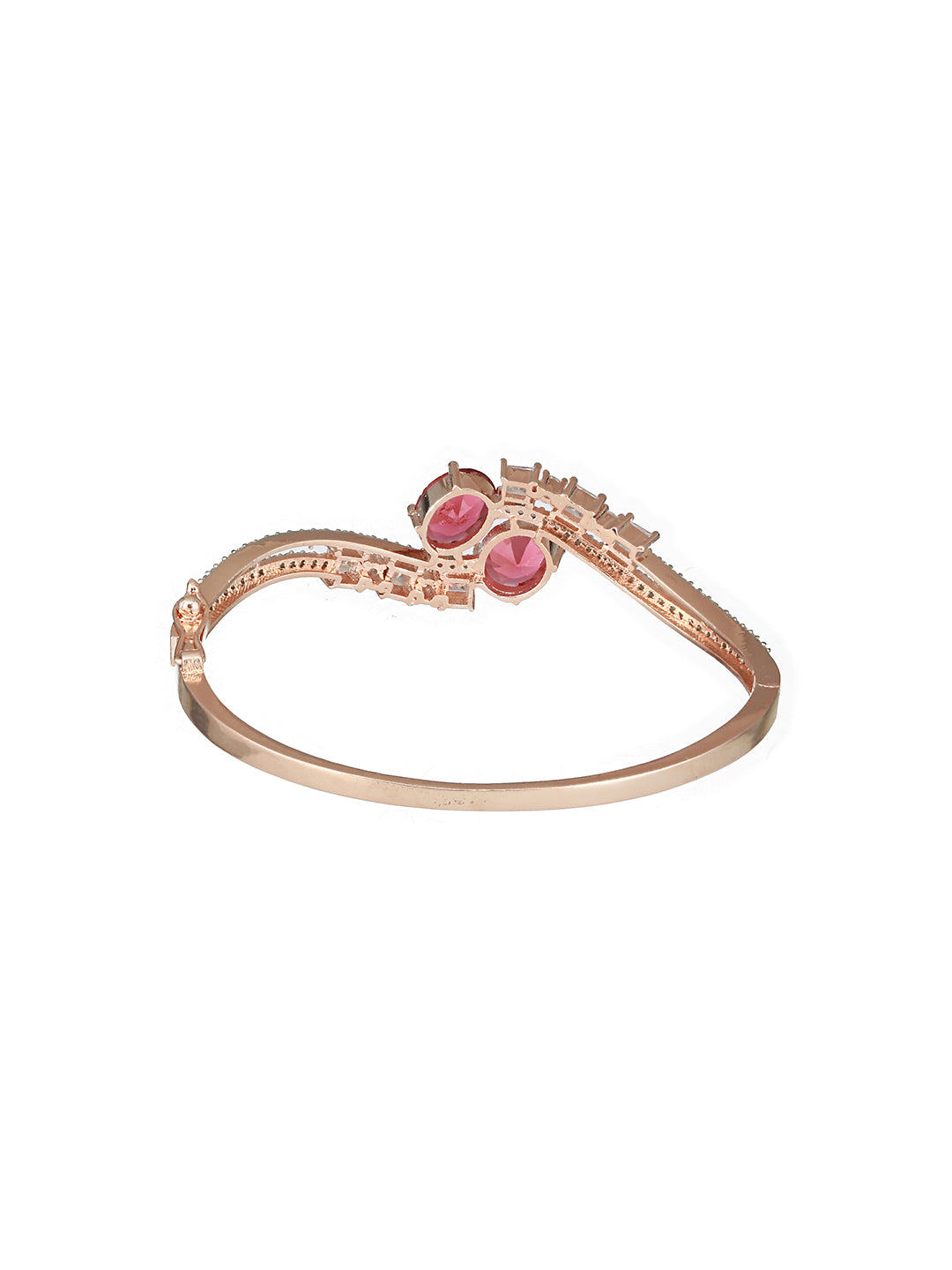 Rose Gold Plated Red  AD Studded Minimal Designer Bangle  Bracelet