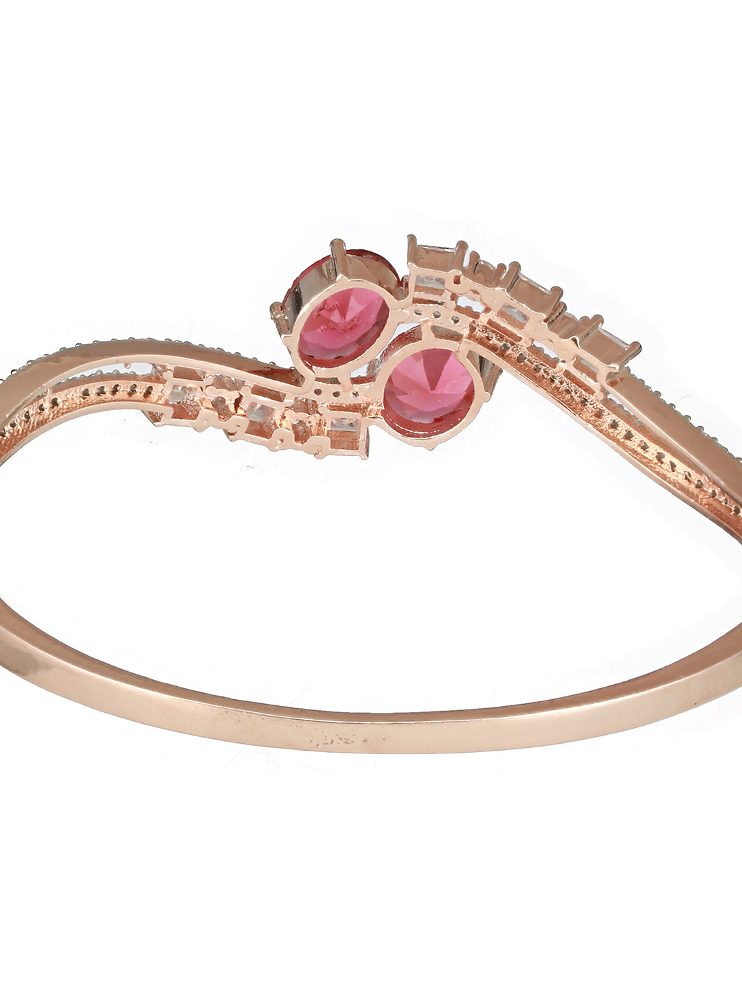 Rose Gold Plated Red  AD Studded Minimal Designer Bangle  Bracelet
