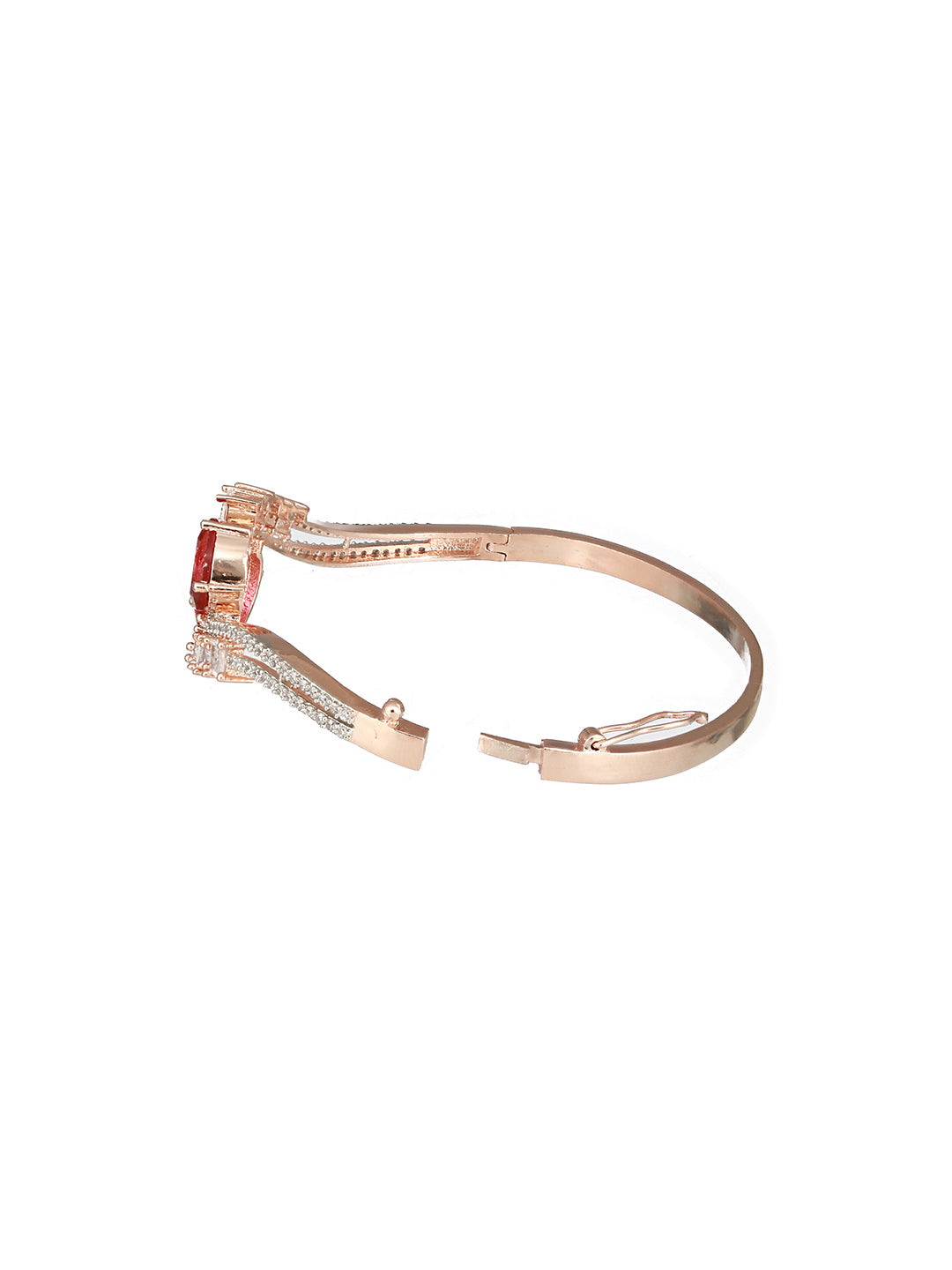 Rose Gold Plated Red  AD Studded Minimal Designer Bangle  Bracelet